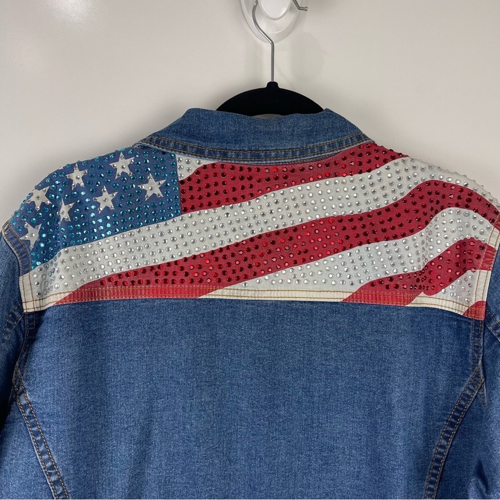 Bradford Exchange USA Denim Jacket Embellished Women’s Medium Patriotic Western - Picture 11 of 12